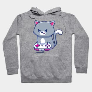 Angry Cat Gaming Cartoon Hoodie